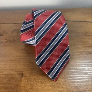 JZ Richards Boulder Hand Crafted in USA Red Blue Striped 100% Silk Tie MRSP $85